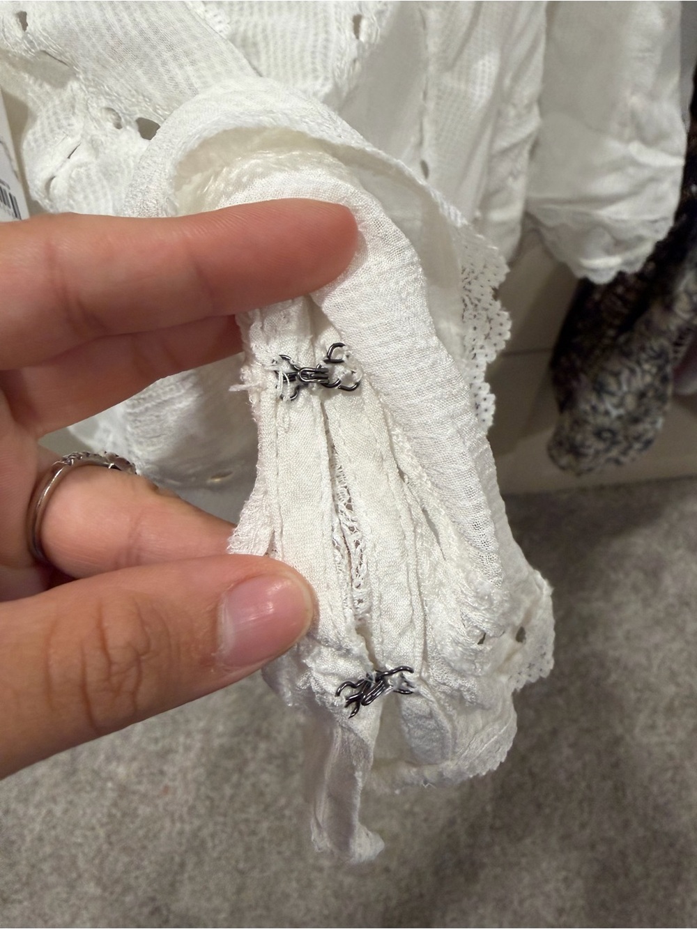 Free People White Cropped Eyelet Peasant Blouse - Picture 6 of 7